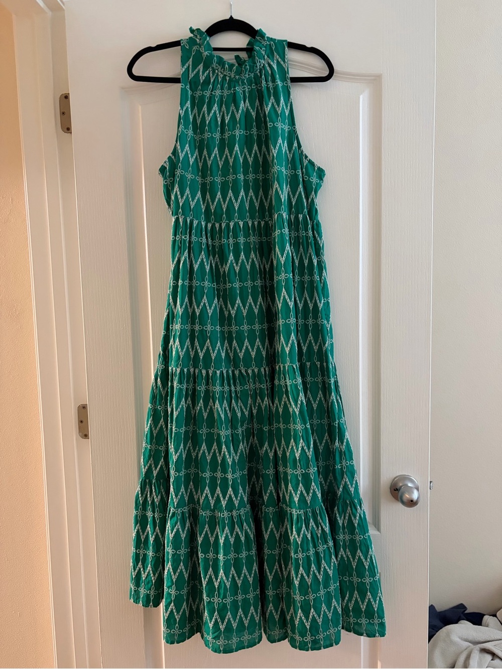 Girls Green Patterned Tiered Maxi Dress